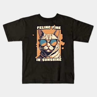 Feline Fine In Sunshine Kids T-Shirt